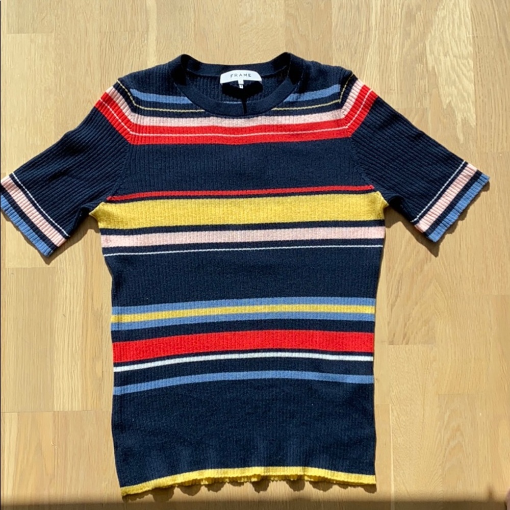 Multicolored Shortsleeve Frame Sweater